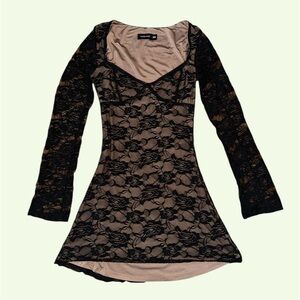 Tiger Mist Black Lace Mini Dress